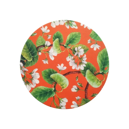 Sottopiatto in tessuto - Fiori su fondo arancio