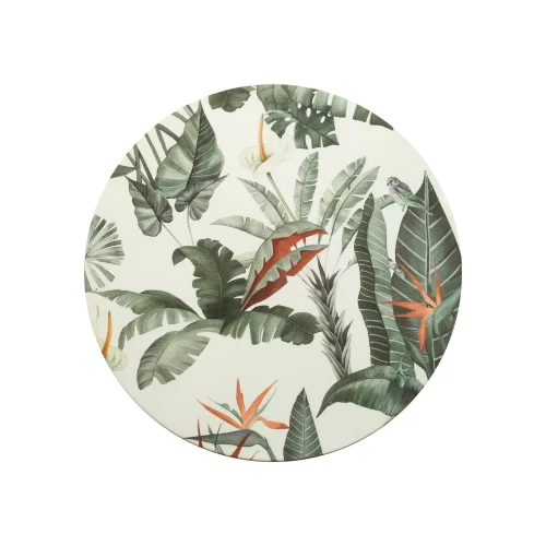 Sottopiatto in tessuto - Fiori su fondo avorio