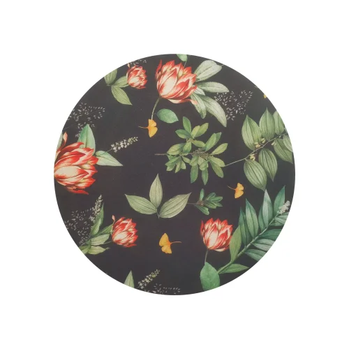 Sottopiatto in tessuto - Fiori fondo nero