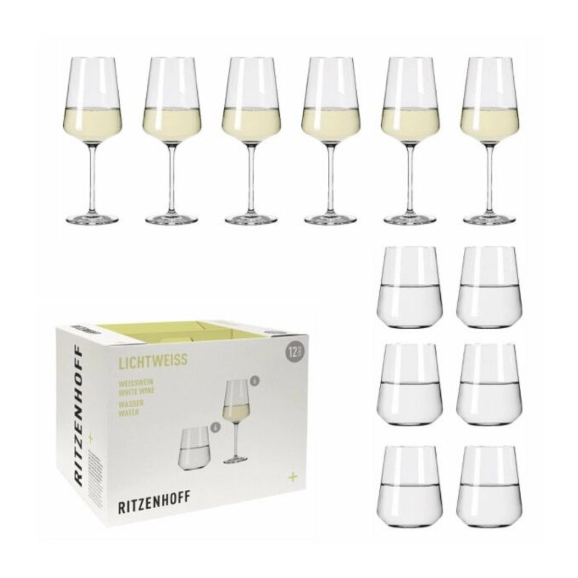 Ritzenhoff Lichtweiss Set 6 calici vino bianco + 6 bicchieri acqua -  Gasparetto 1945
