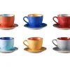 Novità Home MEDITERRANEO Set 6 tazze the/macchiato con piatto colori assortiti