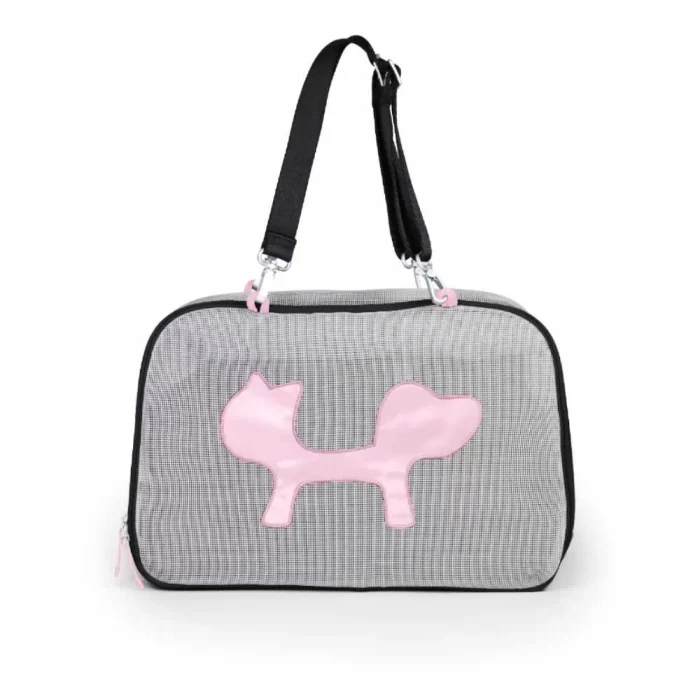 TP1551NR_2 United Pets Mesh Bag ECO trasportino per cani e gatti in rPET nero rosa