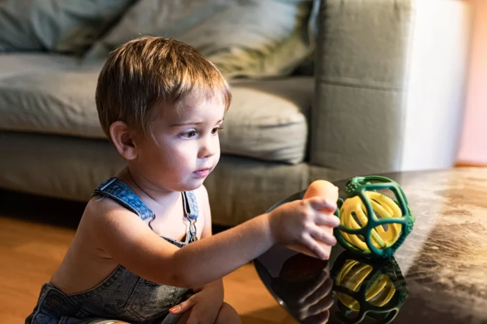 Little L set palline sensoriali silicone verde e giallo