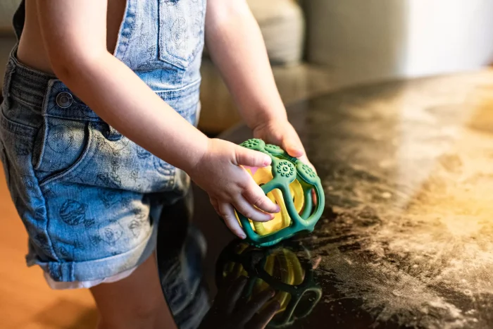 Little L set palline sensoriali silicone verde e giallo