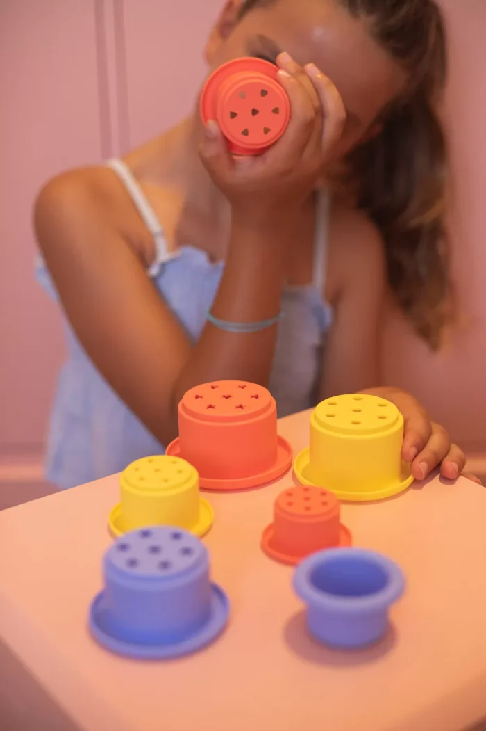 Little L set 7 coppette silicone rosso, giallo e blu