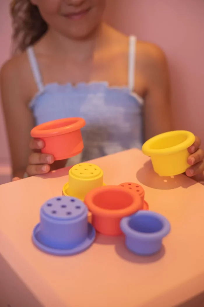 Little L set 7 coppette silicone rosso, giallo e blu