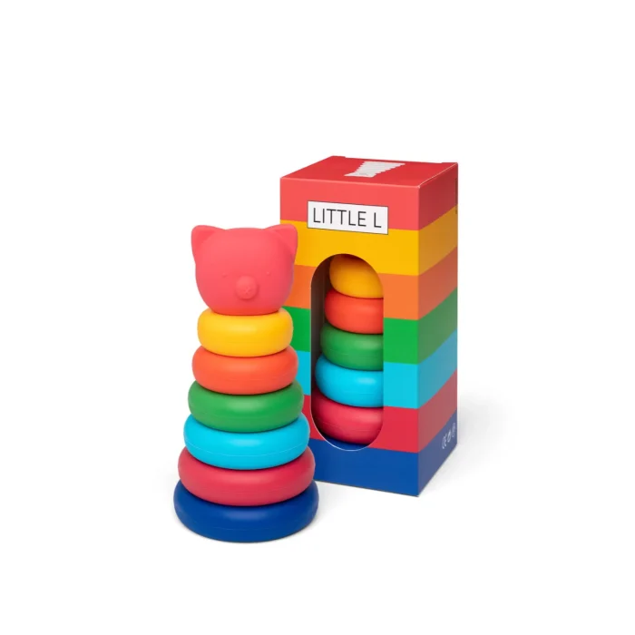 Little L gioco scomponibile silicone torre con maiale colori vivi