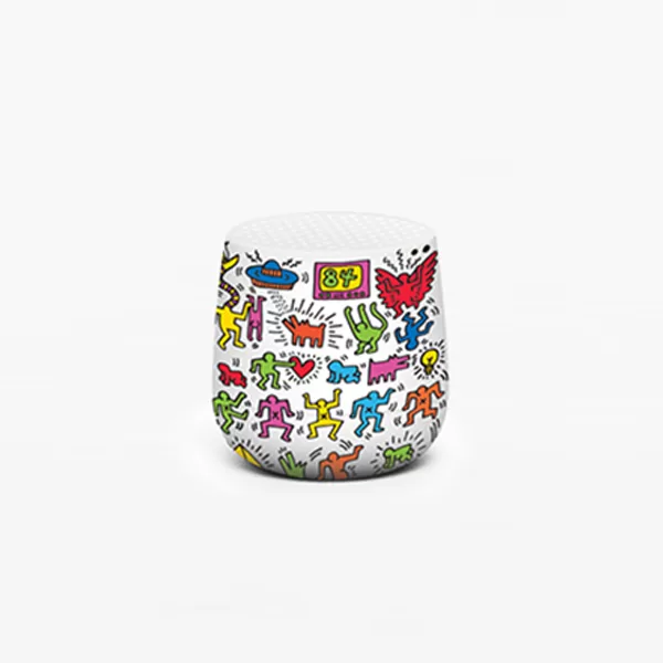 Lexon x Keith Haring Mino+ speaker bluetooth 3W con ricarica wireless - Happy White