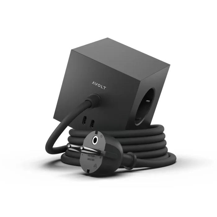 Avolt SQUARE 1 Multipresa 30W Dual USBC con magnete, 1.8m - stockholm black