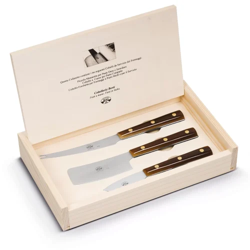 berti-cerimonia-formaggi-set-3pz-cornotech-2 Berti Coltellerie La Cerimonia dei Formaggi Servizio coltelli da formaggio - manico cornotech