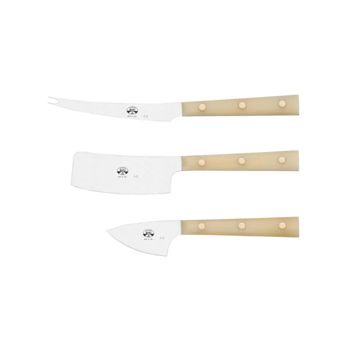 berti-cerimonia-formaggi-set-3pz-crema Berti Coltellerie La Cerimonia dei Formaggi Servizio coltelli da formaggio - manico crema