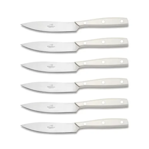 Berti Coltellerie Chianino Set 6 coltelli da tavola - manico bianco