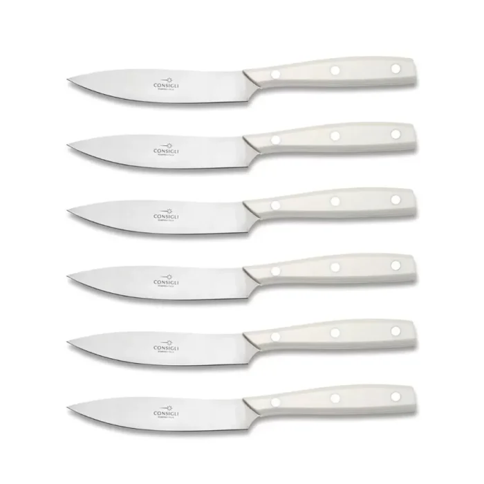 Berti Coltellerie Chianino Set 6 coltelli da tavola - manico bianco