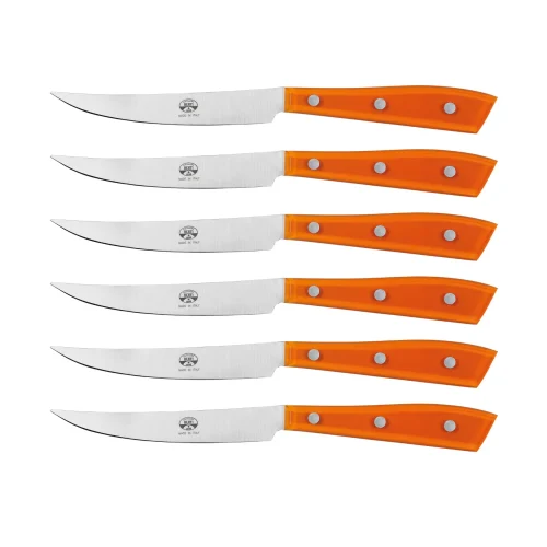 Berti Coltellerie Compendio set 6 coltelli tavola arancio arancio