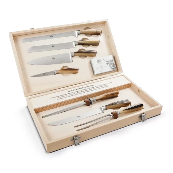 Berti Coltellerie Plenum Il Piccolo Trinciante da Servizio set 7 pezzi - manico cornotech