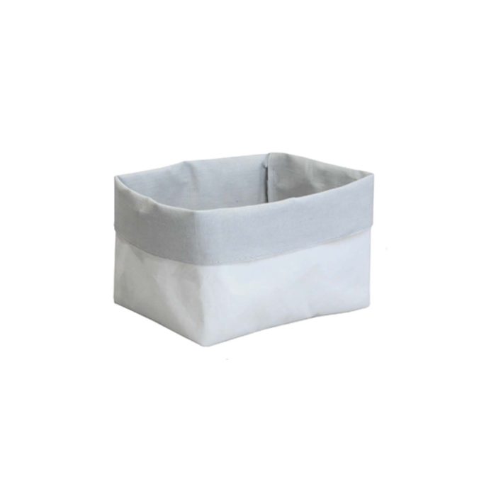 dafne-bianco-grigioperla Dafne Pascolini contenitore in fibra di cellulosa e lino-teflon bianco/grigio