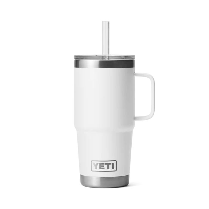 Yeti Rambler tazza da 25 Oz (710 ml) con coperchio con cannuccia - white