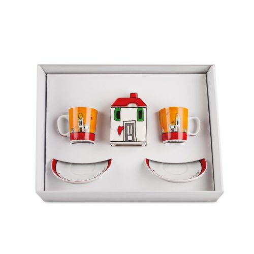 Egan LE CASETTE Set 2 tazze caffè +z uccheriera  - rosso