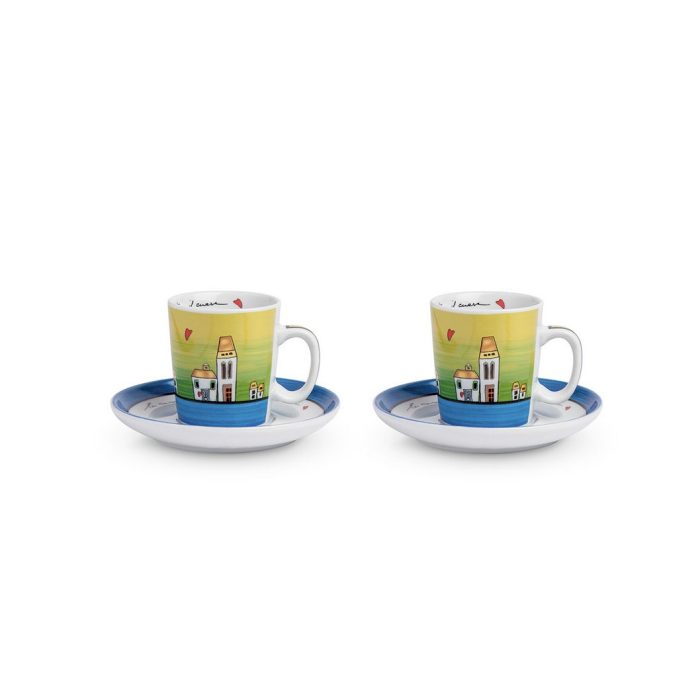 Egan LE CASETTE Set 2 tazze caffè con piattino - blu
