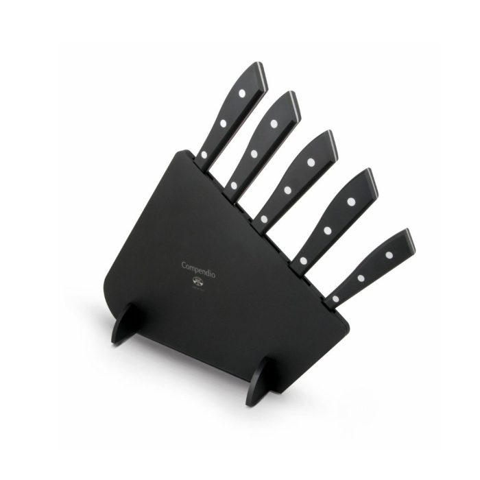 Berti Coltellerie Compendio nero set 5 coltelli con ceppo nero