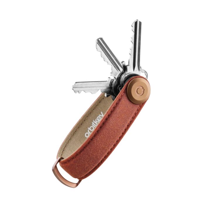 Orbitkey Waxed canvas portachiavi brick red/rose gold