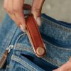 Orbitkey Waxed canvas portachiavi brick red/rose gold