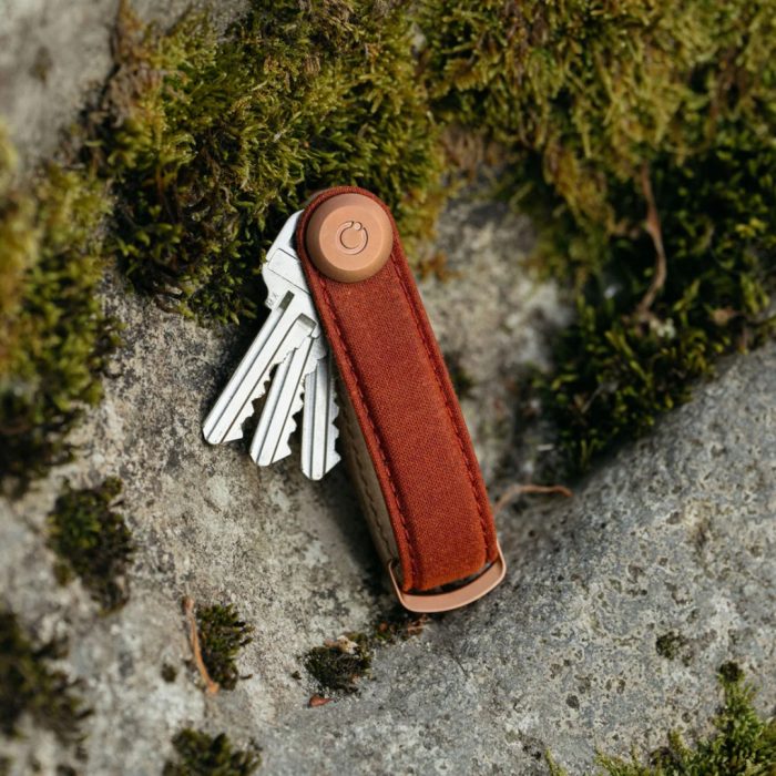 Orbitkey Waxed canvas portachiavi brick red/rose gold