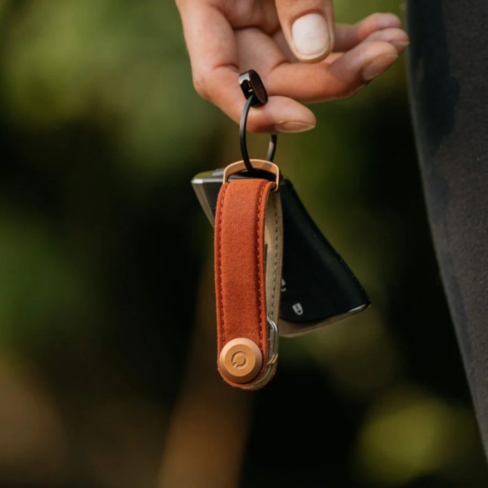 Orbitkey Waxed canvas portachiavi brick red/rose gold