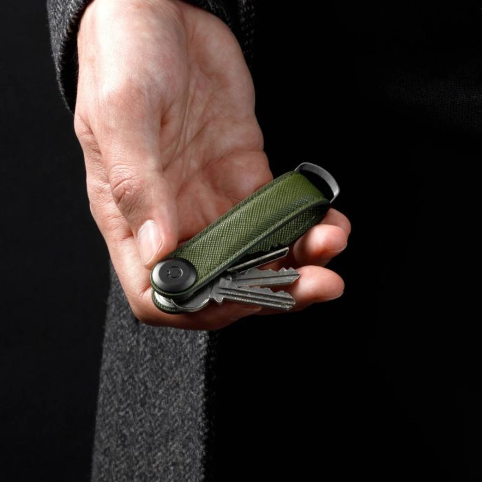 Orbitkey Leather saffiano portachiavi olive / black