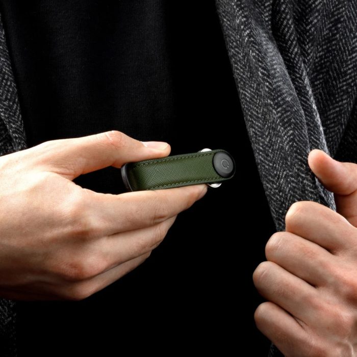 Orbitkey Leather saffiano portachiavi olive / black