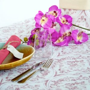 damasco.jpg Tessuti Di Toscana Tovaglia Certaldo bicolore rosa/lavanda 150x180cm