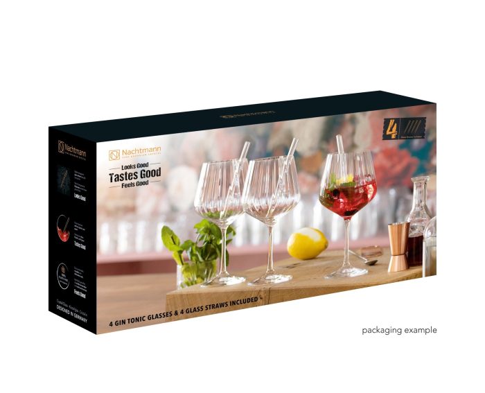 Riedel Tastes good gin&tonic set 4 bicchieri con 4 cannucce