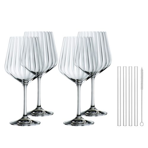 Riedel Tastes good gin&tonic set 4 bicchieri con 4 cannucce