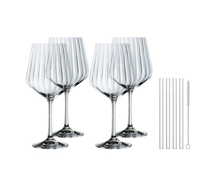 Riedel Tastes good gin&tonic set 4 bicchieri con 4 cannucce
