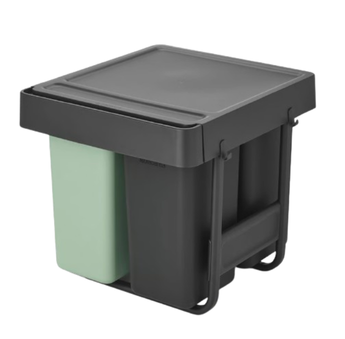 Brabantia SORT&GO Pattumiera da incasso 10+10+20L - dark grey&jade green