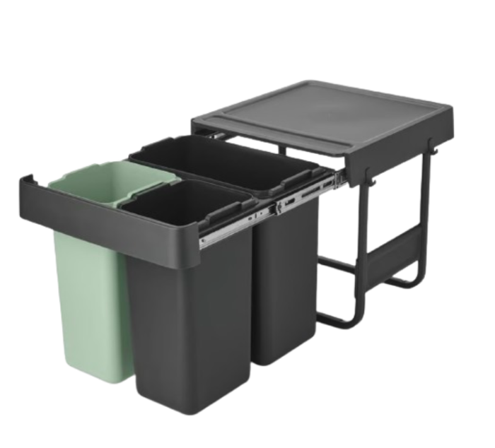 Brabantia SORT&GO Pattumiera da incasso 10+10+20L - dark grey&jade green