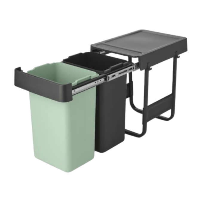 Brabantia SORT&GO Pattumiera da incasso 2x15L - dark grey&jade green