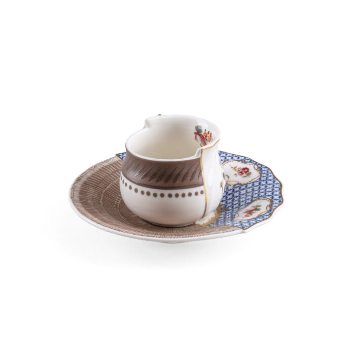 Seletti HYBRID 2.0 DJENNE tazzina da caffè con piattino in porcellana - bianco/multicolore