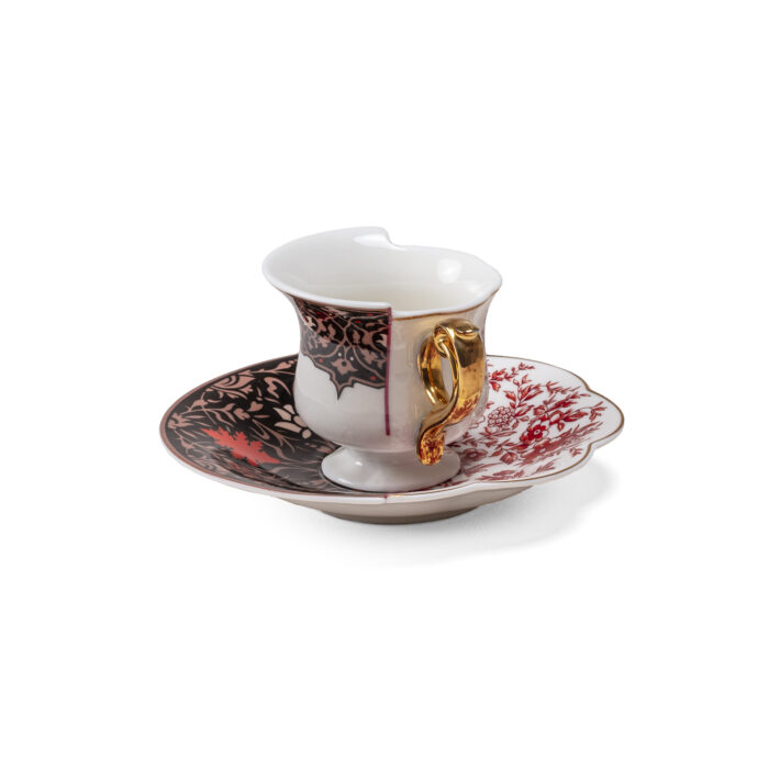 Seletti HYBRID 2.0 SAGALA tazzina da caffè con piattino in porcellana - bianco/multicolore