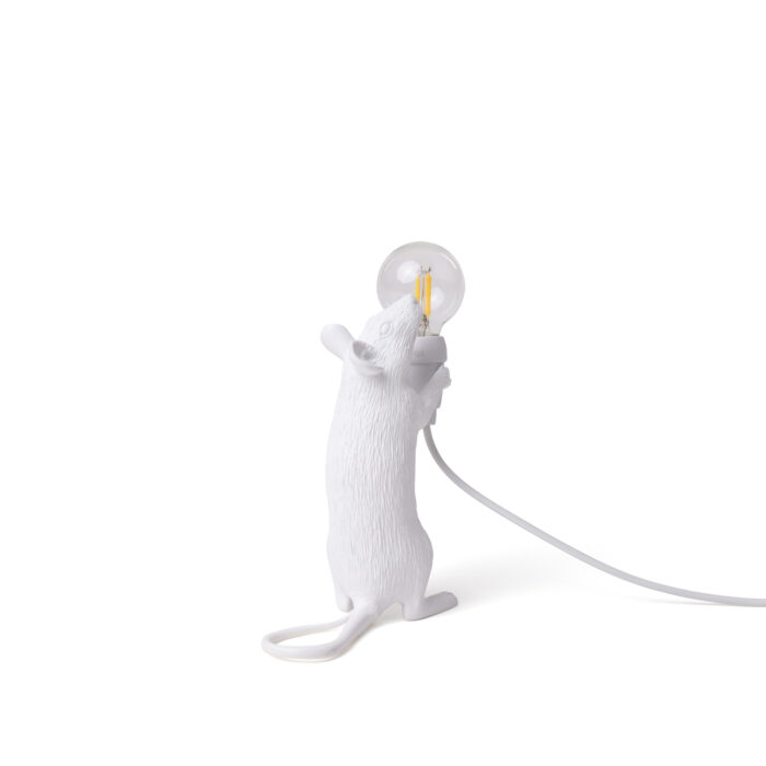 Seletti Luci MOUSE LAMP STEP IN PIEDI lampada in resina h.14,5cm - bianco