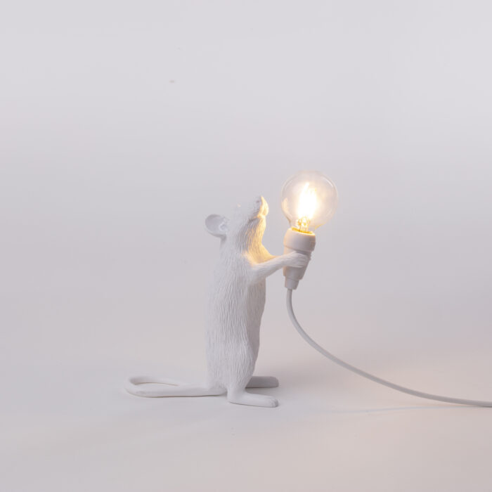 Seletti Luci MOUSE LAMP STEP IN PIEDI lampada in resina h.14,5cm - bianco