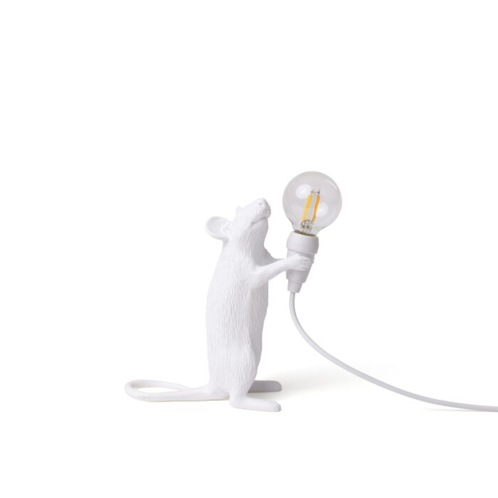 Seletti Luci MOUSE LAMP STEP IN PIEDI lampada in resina h.14,5cm - bianco