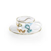 Seletti TOILETPAPER SNAKES set tazzina caffè in vetro con piattino - trasparente con decori