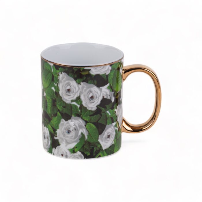 Seletti TOILETPAPER ROSES tazza mug in porcellana h.10cm - bianco/multicolore