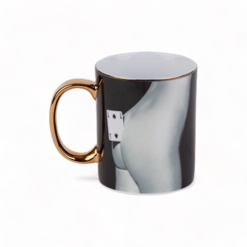 Seletti TOILETPAPER SPADES tazza mug in porcellana h.10cm - bianco/grigio