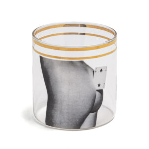 Seletti TOILETPAPER I LOVE YOU set tazzina caffè in vetro con piattino - trasparente con decori