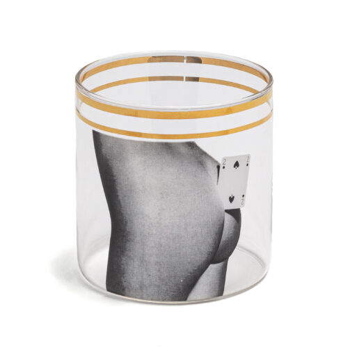 Seletti TOILETPAPER TWO OF SPADES bicchiere in vetro - trasparente/dorato/grigio