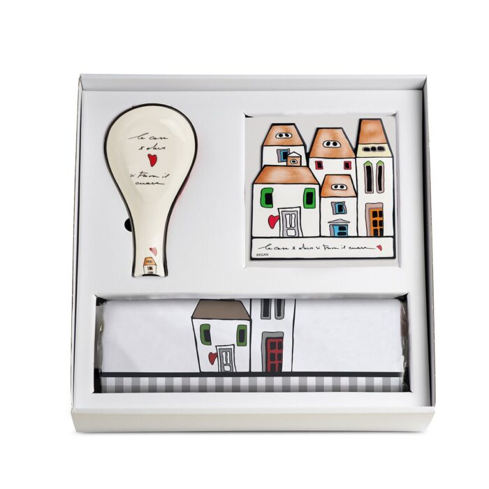 Egan LE CASETTE Set grembiule + sottopentola + poggiamestolo