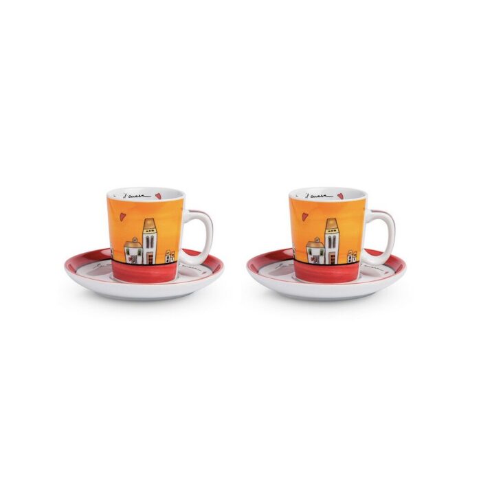Egan LE CASETTE Set 2 tazze caffè con piattino 100ml - rosso