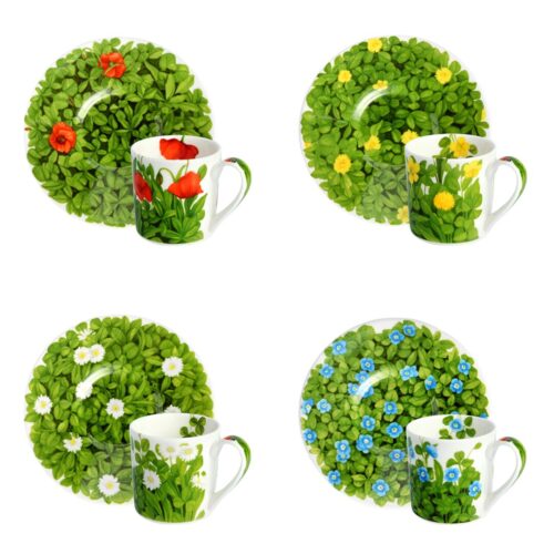 Taitù PRATI ITALIANI Tazza espresso con piattino - set 4 pezzi assortiti